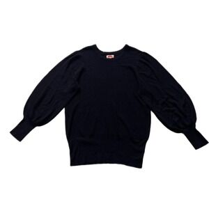 Evri Womens Sz 3X Black Knit Pullover Sweater Ballon Sleeves Modern EUC